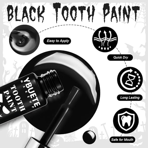 Professional Halloween Black Tooth Paint, Temporary Black Tooth Paint£¬Decayed Rotten Cruddy Missing Teeth Makeup, Perfect for Cosplay, Halloween Makeup, Theater, Costume Party