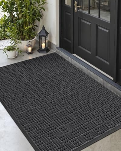 Outdoor Entrance Door Mat 48x72 Inch Rubber Doormat Maze Black - Weather-Resistant