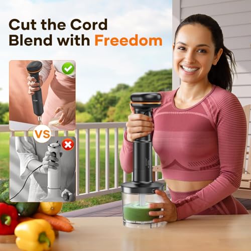 5-in-1 Cordless Immersion Blender with Removable 6000mAh Battery