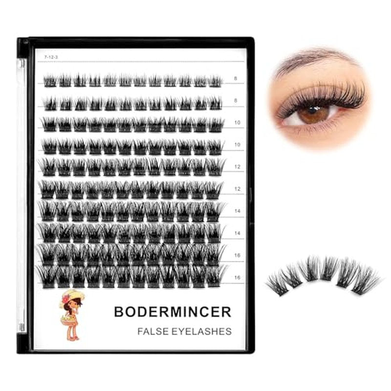 Bodermincer 120pcs D Curl 8-10-12-14-16mm Mixed Wide Cluster Professional Makeup Individual Cluster Eye Lashes Grafting Fake False Eyelashes Home Eyelash Extension (8-10-12-14-16mm Mixed)