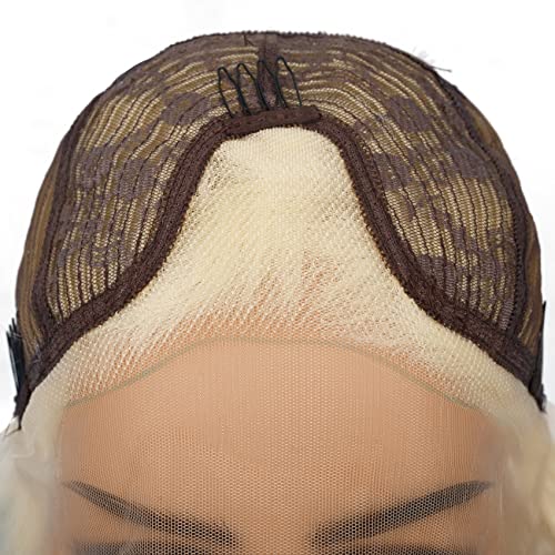 Amnenl Platinum Blonde 1920s Lace Front Wig Short Curly Synthetic Hair for Women