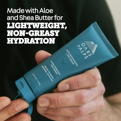 Oars + Alps Face Moisturizer and Eye Cream, Face Lotion with Aloe Leaf Juice and Vitamin E, Long Lasting, Hydrating Cream, TSA Friendly, 2.5 Fl Oz, 2 pk