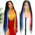 Multicolor 36 Inch Full Lace Knotless Braided Wig with Baby Hair - ItsUHair