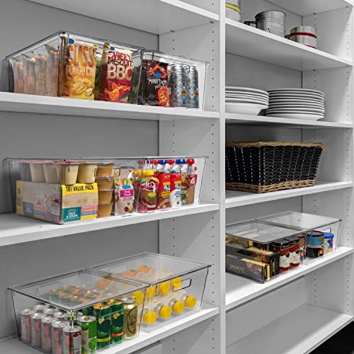 Large Plastic Storage Bins with Lids - Pantry Organizer XL 8 Pack