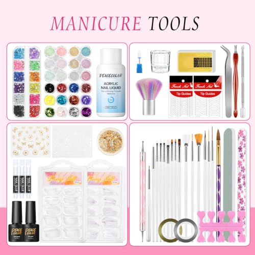 Spring Collection Acrylic Nail Kit with Drill & UV Light for Nail Extensions