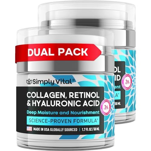 Anti-Aging Face Moisturizer with Retinol, Collagen & Hyaluronic Acid - Made in USA - Moisturizer Face Cream for Women & Men - Firming & Hydrating Neck Cream - Day & Night Skin Care - 2-Pack