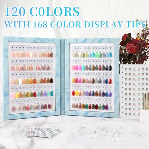 Magnetic Nail Color Book Blue - 120 Nail Swatch Chart with 168 Tips & Labels