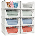 White 8-Pack Stackable Closet Storage Baskets - Multi-Functional Organizers