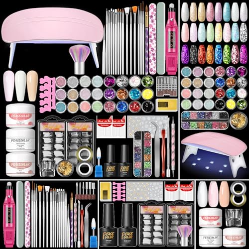 Spring Collection Acrylic Nail Kit with Drill & UV Light for Nail Extensions