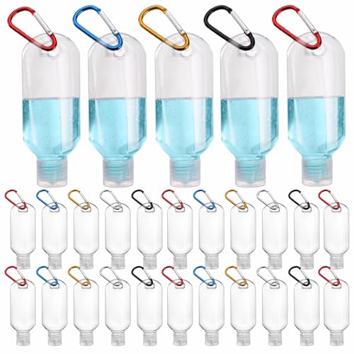 AIRNEY 100PCS Travel Hand Sanitizer Bottles with Keychains, 2oz Refillable Leak-Proof Containers for On-the-Go