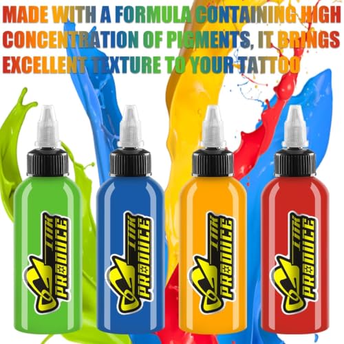 14 Colors Tattoo Ink Set - 1oz Bright Permanent Pigment for Professional & Beginner Tattoo Artists
