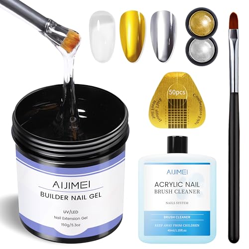 AIJIMEI Clear Builder Nail Gel Set 150g Quick Dry Hard Extension & Reinforcement
