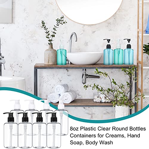 30 Pack 8 oz Plastic Pump Bottles Dispenser for Shampoo Lotion & Travel