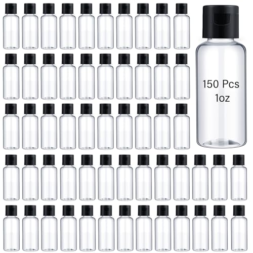 Mimorou Black Cap Clear Boston Round 1oz Travel Bottle Bulk 150 pcs