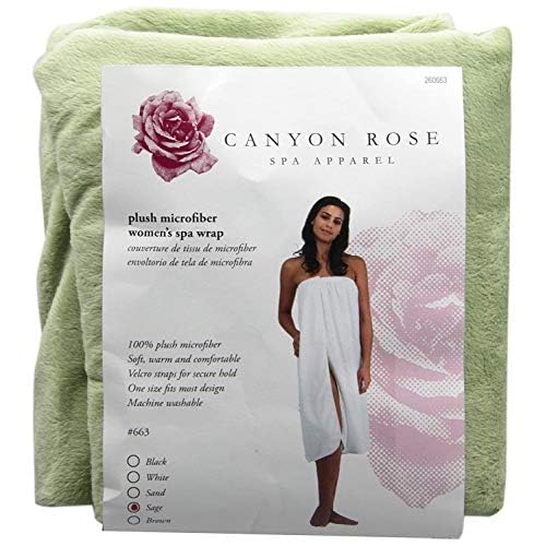 Canyon Rose Cloud 9 Women's Plush Microfiber Knee Length Spa Wrap, Simple Body Wrap, Microfiber, Elasticized Top with Touch-and-Close Fasteners, Machine Washable, 32 inch length, Sage
