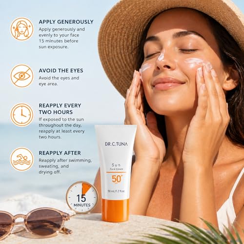 Farmasi Dr. C. Tuna SPF 50 Face Sunscreen, UVA UVB Protection, 1.7 fl oz