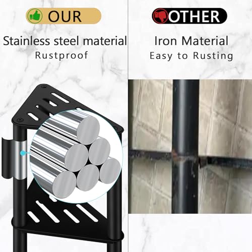 Shower Foot Rest, Shower Stool for Inside Shower, Stainless Steel Waterproof Shower Stool for Shaving Legs - Corner Bathroom Bench Seat with Storage Shelf for Small Shower Spaces