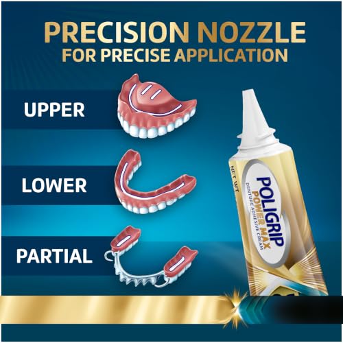 All-In-1 Denture Adhesive Cream 2.2 oz - 4 Pack, Strong Hold, Zinc-Free