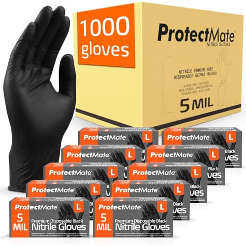X-Large Black Nitrile Disposable Food Prep Gloves 5 Mil Case of 1000