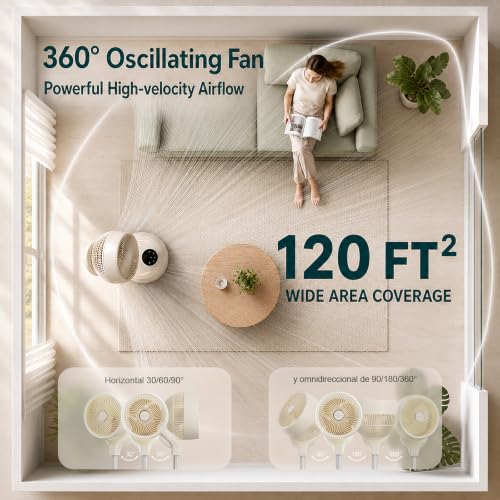 Rechargeable Quiet Pedestal Fan with Remote, Wi-Fi App Control, 360° Oscillation, 6 Speeds, Height Adjustable, Indoor & Outdoor Use