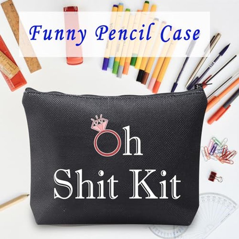 LEVLO Funny Bachelorette Kit Bags Bridal Shower Gift Oh Shit Kit Makeup Bag 2025 Wedding Party Cosmetic Bag Bridesmaid Makeup Pouch (Oh Shit Kit-balck)