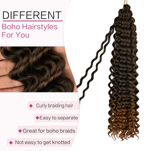 Synthetic Ocean Wave Crochet Hair for Black Women - 24 Inch, Pack of 8, Curly Braiding Hair