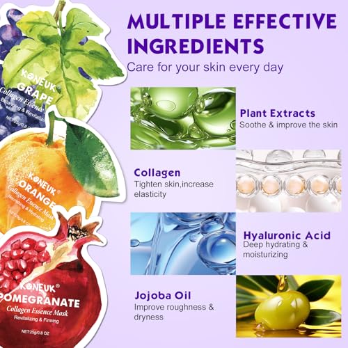 72 Pack Fruit-Shaped Sheet Face Masks - Collagen & Nourishing Skincare Set - Cute Fruit Design, Bulk Gifts
