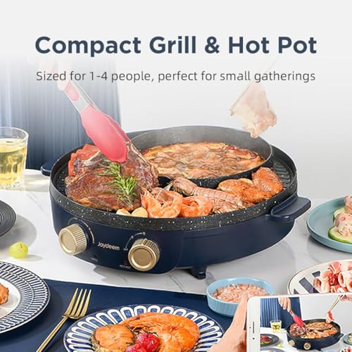 Electric Grill with Hot Pot Combo, 2L Korean BBQ Indoor Cooking Machine