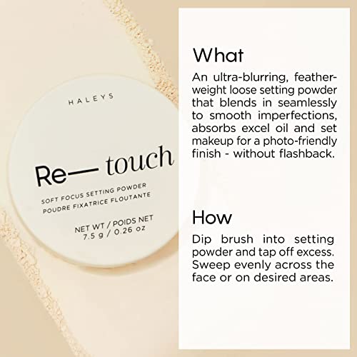 HALEYS Flawless Finish Set (Light Medium): Re-touch Soft Focus Loose Setting Powder, Skin Perfecting, Blurs, Smooths, No flashback, for All Skin Types and Tones,Streak-free, Perfect Blending