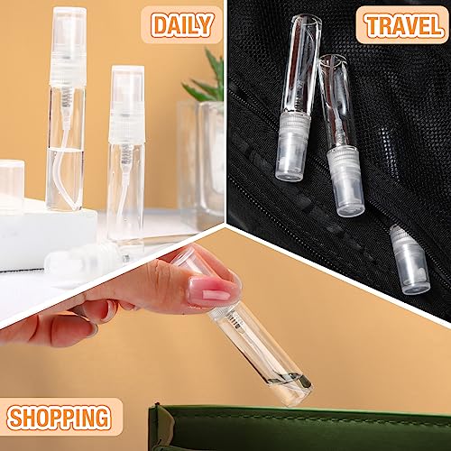Tanlade 300 Pcs 5ml Mini Spray Bottles Refillable Clear Glass Travel Perfume Atomizer Mouthwash Bottle Cologne Small Sample Containers for Essential Oils, Retailers