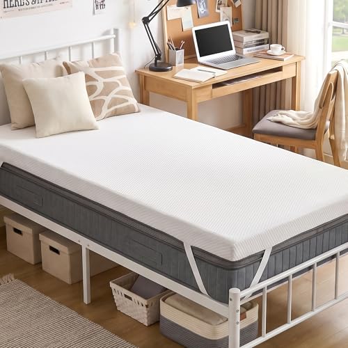 Twin XL 3-Inch Memory Foam Mattress Topper with Breathable Bamboo Cover