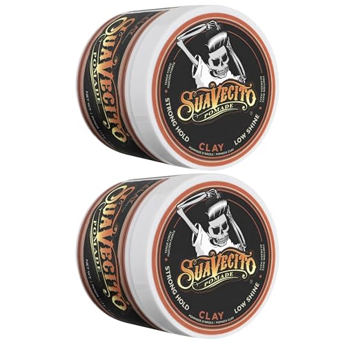 Suavecito Pomade Firme Clay - Strong Hold Hair Clay For Men - Low Shine Matte For Natural Texture Hairstyles (4 Ounce (Pack of 2))