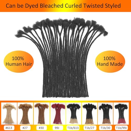 LIKIMIYA 6 Inch 30 Locs Human Hair Dreadlock Extensions 1B Natural Black