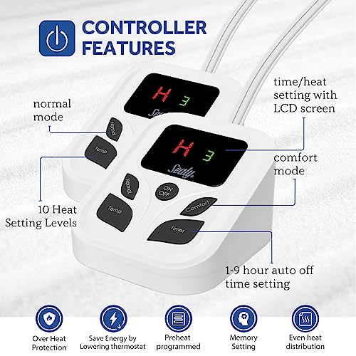 Sealy Queen Heated Mattress Pad with Dual Control & 10 Heat Settings