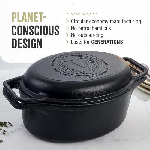Cast Iron Dutch Oven and Skillet Set - 6 Quart Oval Combo - 2 Pieces