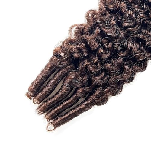 14 Inch Chocolate Brown Burmese Curly Human Hair Bundles - Virgin, Double Weft