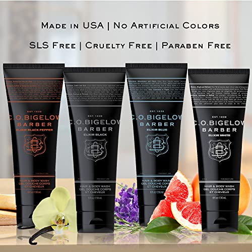 C.O. Bigelow Elixir Black Hair & Body Wash 8 Fl Oz Pack of 2 - Men’s 2-in-1 Shower Gel