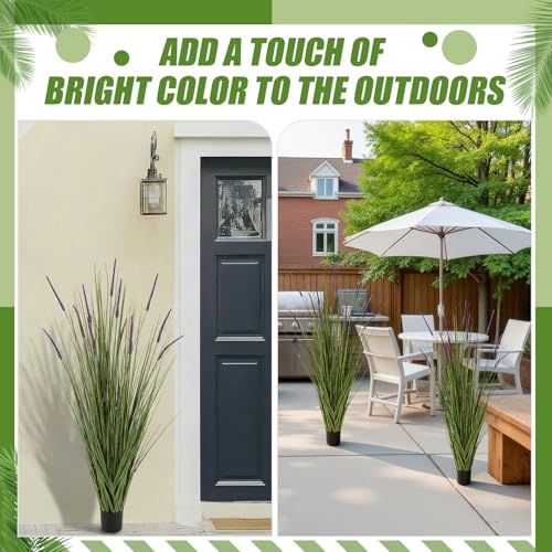 2 Pack 5ft Tall Artificial Lavender Plants with Pots for Indoor & Outdoor Decor