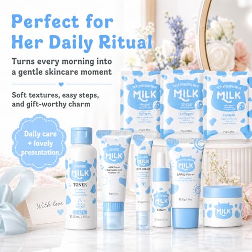 Hydrating Milk Skin Care Set for Women & Girls - Natural Nourishing Gift
