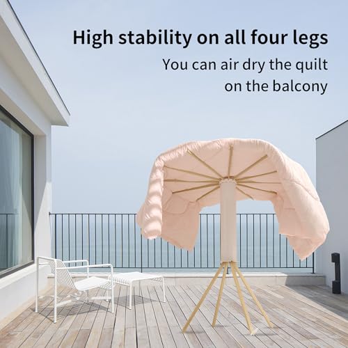 JOOM Four-Leg Foldable Clothes Drying Rack (Wooden 4 Legs) – Portable Space-Saving Garment Drying Rack