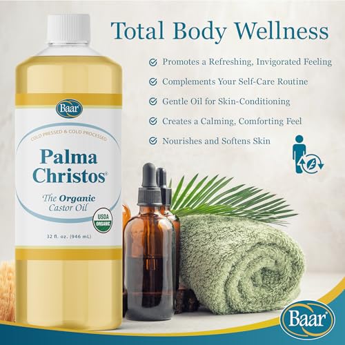 Organic Castor Oil 32 oz - Cold-Pressed, Hexane-Free, USDA Certified for Skin & Hair Care