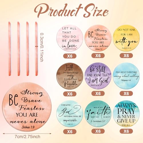 GlikCeil 54 Pack Christian Compact Mirrors with Bible Verses for Women - Inspirational Religious Gift Set Variation of 54