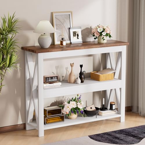 Vilaxing 3-Tier Wood Entryway Table 41.3" Console Shelf White