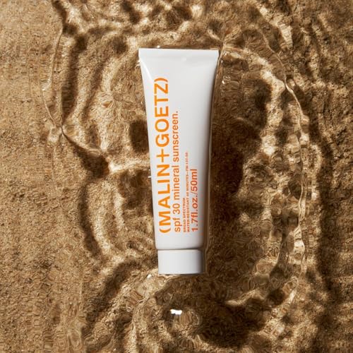 MALIN+GOETZ SPF 30 Mineral Sunscreen | Face & Body Broad Spectrum Sun Protection with Zinc Oxide, Titanium Dioxide, Shea Butter | Hydrating & Brightening | Vegan, Reef-Safe, Cruelty-Free (1.7 Fl Oz)