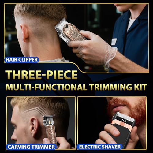 Professional Hair Clippers for Men, Cordless Hair Trimmer & Beard Trimmer Set with Adjustable Fade Lever, LED Display, Long-Lasting Battery, for Home & Barber Use