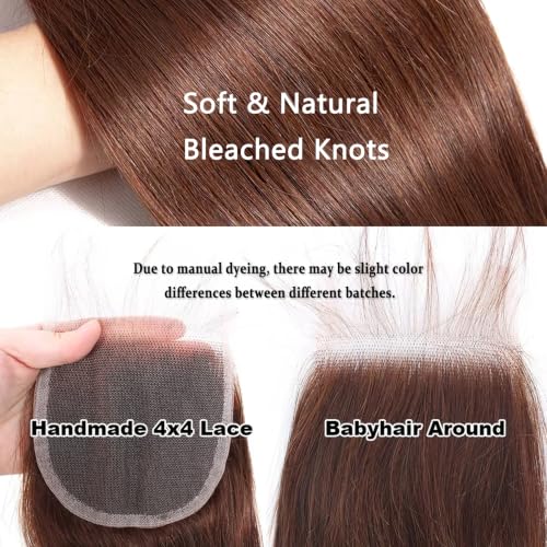 10 Inch Brown Straight Human Hair Lace Frontal Closure - Pre Plucked Baby Hair, 4x4 HD Swiss Lace, Brazilian Virgin
