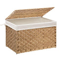 Large Wicker Storage Basket with Lid - 200L Natural Handwoven Organization Bin (31.5x19.7x19.7 Inches)