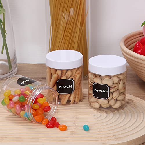 8 oz Plastic Jars with White Screw Lid - Refillable Food Storage Set, 36 Pack