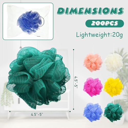 Sunnyray 60 Pcs Mesh Bath Loofahs Set - 6 Colors, Soft Body Sponges for Shower