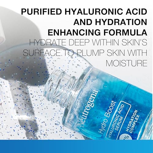 Neutrogena Hydro Boost Hyaluronic Acid Serum 1 Fl Oz Pack of 2 - Lightweight Hydrating Face & Neck Serum for Dry Skin